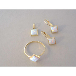 Dámska zlatá súprava prívesok ,naušnice, prsteň opál VS55358Z žlté zlato 14 karátov 585/1000 3,58 g