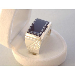 Pánsky strieborný prsteň ONYX zarezávaná obruč VPS1049 925/1000 10,49 g S