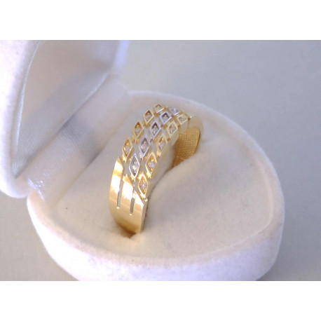 Zaujímavý dámsky zlatý prsteň zirkóny VP60252V viacfarebné zlato 14 karátov 585/1000 2,52 g