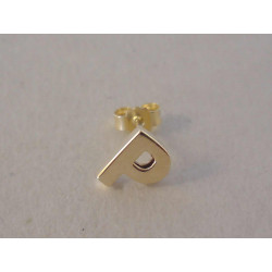 Zlatá naušnica UNISEX písmeno P napichovačka DA073Z žlté zlato 14 karátov 585/1000 0,73 g