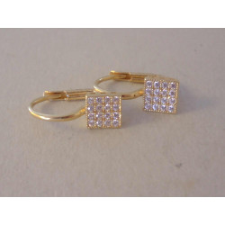Dámske zlaté naušnice štvorčeky so zirkónmi VDA212Z 14 karatov 585/1000 2,12 g
