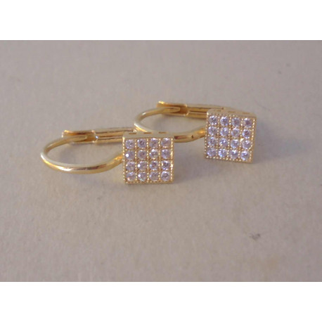 Dámske zlaté naušnice štvorčeky so zirkónmi VDA212Z 14 karatov 585/1000 2,12 g