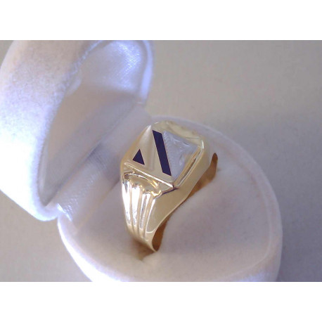 Výrazný pánsky zlatý prsteň zaujímavý vzorovaný vzhľad VP65336V viacfarebné zlato 585/1000 14 karátov  3,36 g