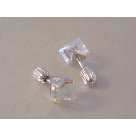 Strieborné dámske naušnice šrubovačky Swarovski kryštál  DAS174 925/1000 1,74 g