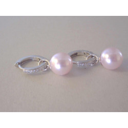 Strieborné naušnice kruhy s perličkou ,kamienky Swarovski DAS613 925/1000 6,13
