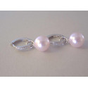 Strieborné naušnice kruhy s perličkou ,kamienky Swarovski DAS613 925/1000 6,13