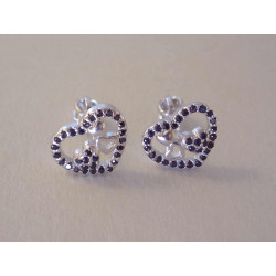 Strieborné dámske naušnice šrubovačky Srdiečka farebný zirkón DAS194 925/1000 1,94 g