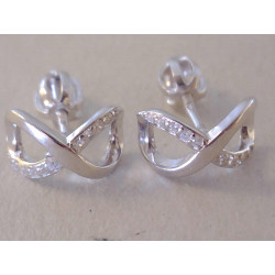 Dámske strieborné šrubovacie naušnice NEKONEČNO zirkóny  DAS138 925/1000 1,38 g