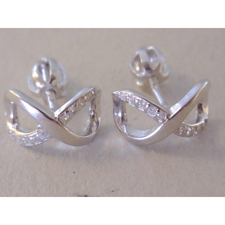 Dámske strieborné šrubovacie naušnice NEKONEČNO zirkóny  DAS138 925/1000 1,38 g