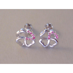 Dámske strieborné šrubovacie naušnice Štvorlistok zirkóny  VAS146 925/1000 1,46 g