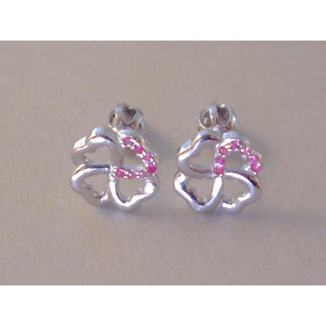 Dámske strieborné šrubovacie naušnice Štvorlistok zirkóny  VAS146 925/1000 1,46 g