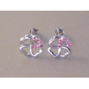 Dámske strieborné šrubovacie naušnice Štvorlistok zirkóny  VAS146 925/1000 1,46 g