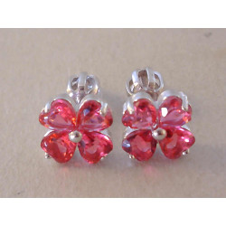 Strieborné dámske naušnice šrubovačky tvar Kvietok, zirkóny VAS196 925/1000 1,96 g