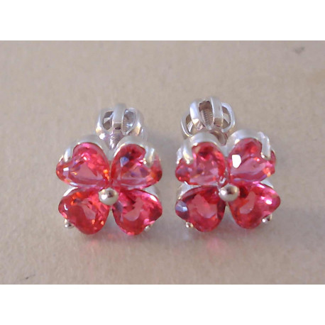 Strieborné dámske naušnice šrubovačky tvar Kvietok, zirkóny VAS196 925/1000 1,96 g