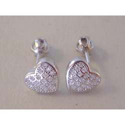 Strieborné dámske šrubovacie naušnice Srdiečka, zirkóny VAS179 925/1000 1,79 g