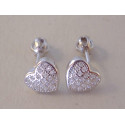 Strieborné dámske šrubovacie naušnice Srdiečka, zirkóny VAS179 925/1000 1,79 g