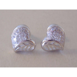 Zaujímavé dámske strieborné naušnice Srdiečka na šrubovanie, zirkóny VAS245 925/1000 2,45 g