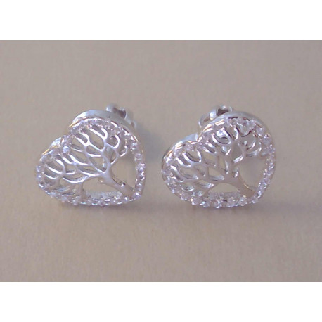 Strieborné dámske šrubovacie naušnice Strom v Srdiečku , zirkóny VAS171 925/1000 1,71 g
