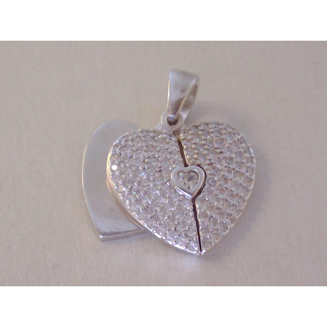 Zaujímavý prívesok dvojité otváracie Srdiečka, zirkóny VIS475 925/1000 4,75 g