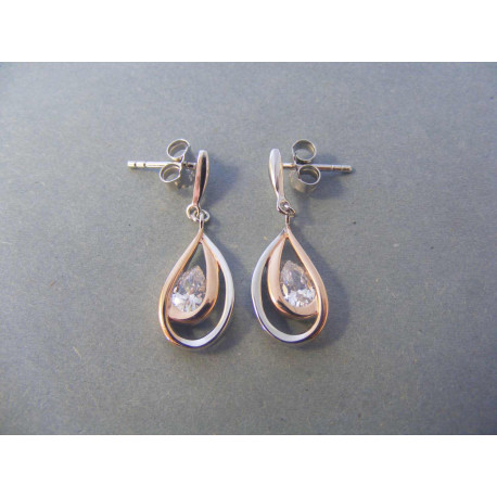 Dámske pozlátené strieborné naušnice napichovačky, zirkón DAS298 925/1000 2,98 g