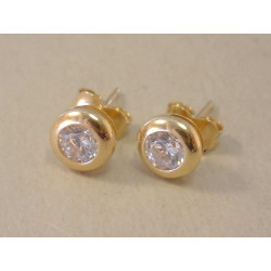 Zlaté naušnice napichovačky žlté zlato zirkón UNISEX DA136Z 14 karátov 585/1000 1,36 g