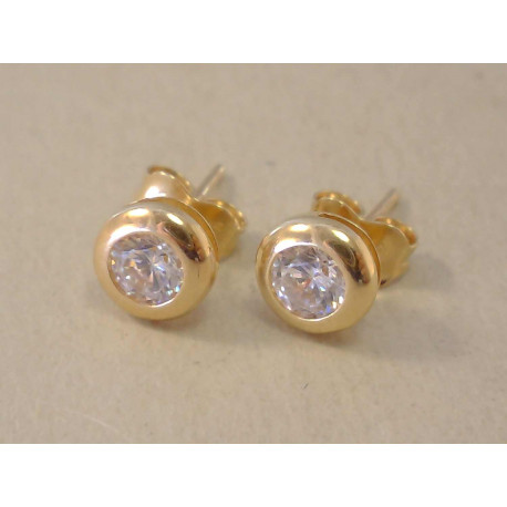 Zlaté naušnice napichovačky žlté zlato zirkón UNISEX DA136Z 14 karátov 585/1000 1,36 g