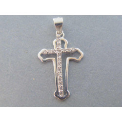 Strieborný prívesok dámsky dvojitý kríž, zirkóny VIS153 925/1000 1,53 g