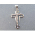 Strieborný prívesok dámsky dvojitý kríž, zirkóny VIS153 925/1000 1,53 g