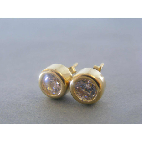 Zlaté naušnice UNISEX napichovačky žlté zlato zirkón DA386Z 14 karátov 585/1000 3,86 g