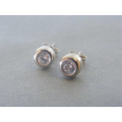 Zlaté naušnice napichovačky UNISEX biele zlato zirkón DA208B 14 karátov 585/1000 2,08 g