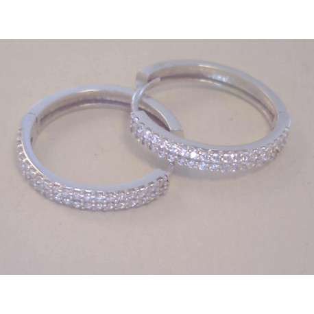 Dámske zlaté naušnice kruhy biele zlato,zirkóny VA257B 14 karátov 585/1000 2,57 g
