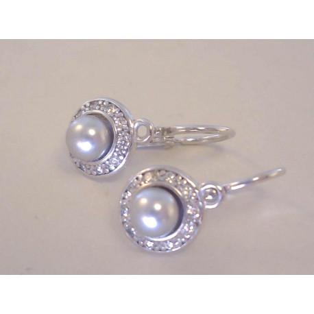 Strieborné detské naušnice perlička,zirkóny VAS133 925/1000 1,33 g