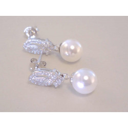 Dámske strieborné napichovacie naušnice perlička,zirkóny VAS308 925/1000 3,08 g
