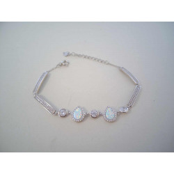 Strieborný dámsky náramok biely opál, zirkóny DNS20535 925/1000 5,35 g