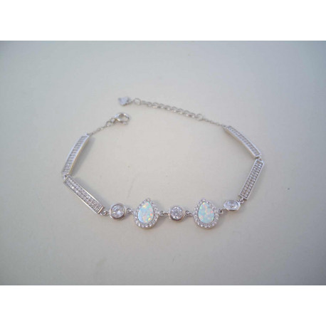 Strieborný dámsky náramok biely opál, zirkóny DNS20535 925/1000 5,35 g