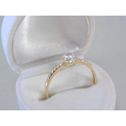 Jemný zlatý prsteň žlté zlato zirkón DP63177Z 14 karátov 585/1000