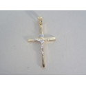 Zlatý prívesok krížik viacfarebné zlato ukrižovaný Ježiš DI191V 14 karátov 585/1000 1,91g