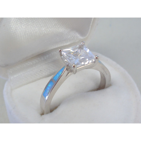 Strieborný dámsky prsteň zirkón opál DPS59411 925/1000 4,11g