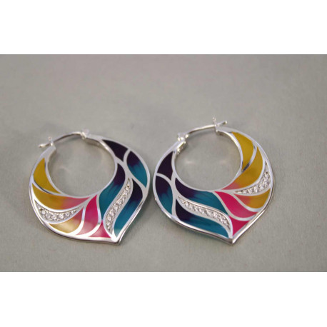 Farebné strieborné dámske náušnice zirkóny VAS868 925/1000 8,68g