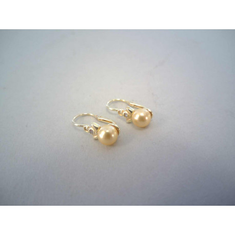 Detské pozlátené naušnice perla,zirkón DAS129 925/1000 1,29 g
