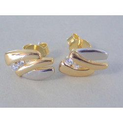 Pozlátené dámske strieborné napichovacie naušnice zirkón VAS163 925/1000 1,63 g