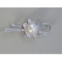 Strieborná dámska brošňa zirkóny, perla D925/1000 5,22g