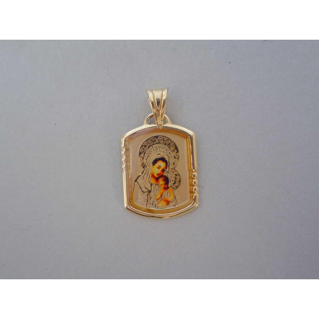 Zlatý prívesok medajlón Panna Mária s Ježišom VI089Z žlté zlato 14 karátov 585/1000 0,89 g