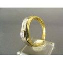Zlatý pánsky prsten dvojfarebné zlato s kamienkom