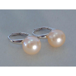 Ródiované strieborné dámske naušnice s perlou VAS335 925/1000 3,35 g
