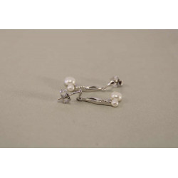 Strieborné dámske náušnice zirkóny, perly VAS215 925/1000 2,15g