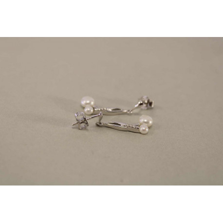 Strieborné dámske náušnice zirkóny, perly VAS215 925/1000 2,15g