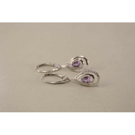 Strieborné dámske náušnice kameň ametyst VAS348 925/1000 3,48g