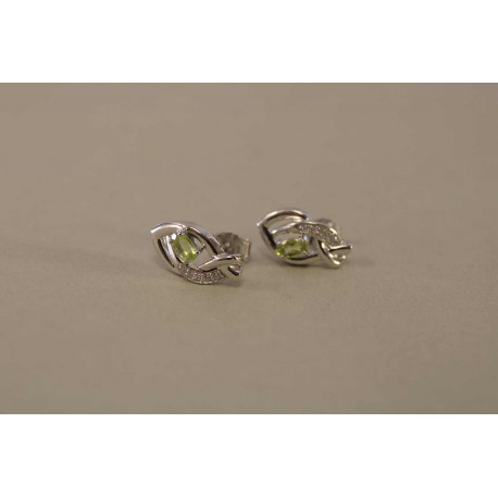 Strieborné dámske náušnice s kameňom prírodný olivín VAS317 925/1000 3,17g
