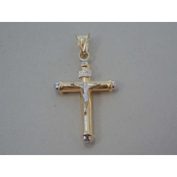 Zlatý prívesok Križ s Ježišom viacfarebné zlato DI173V 14 karátov 585/1000 1,73 g